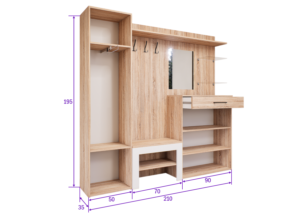 Modula Előszoba Garnitúra (Sonoma-Fehér) modern