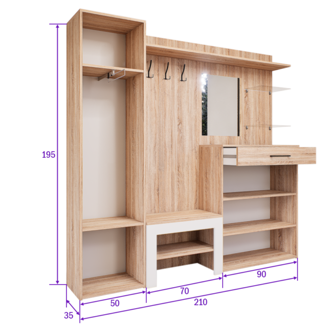 Modula Előszoba Garnitúra (Sonoma-Fehér) modern