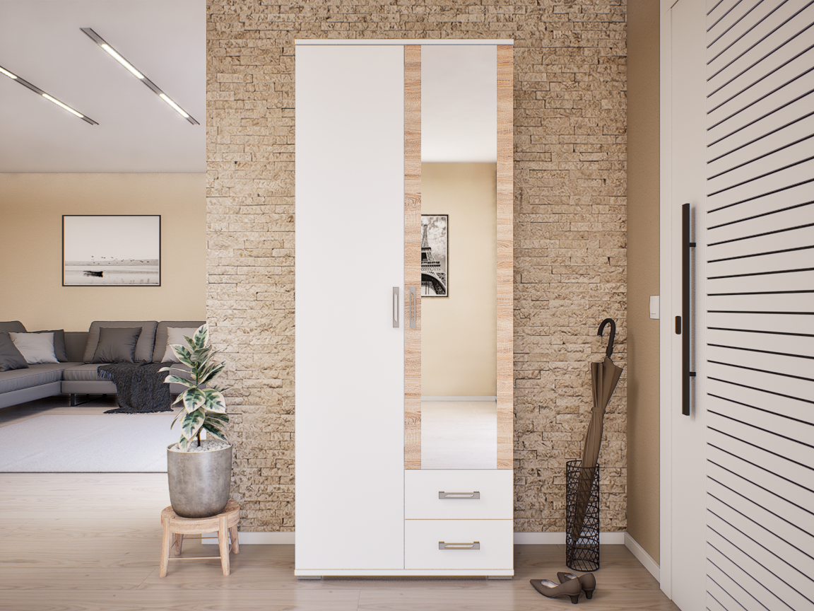 Walkon Cipősszekrény (Fehér-Sonoma) modern