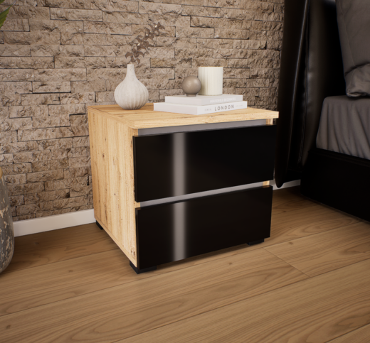 Somnia Éjjeliszekrény (Artisan-Magasfényű Fekete) modern