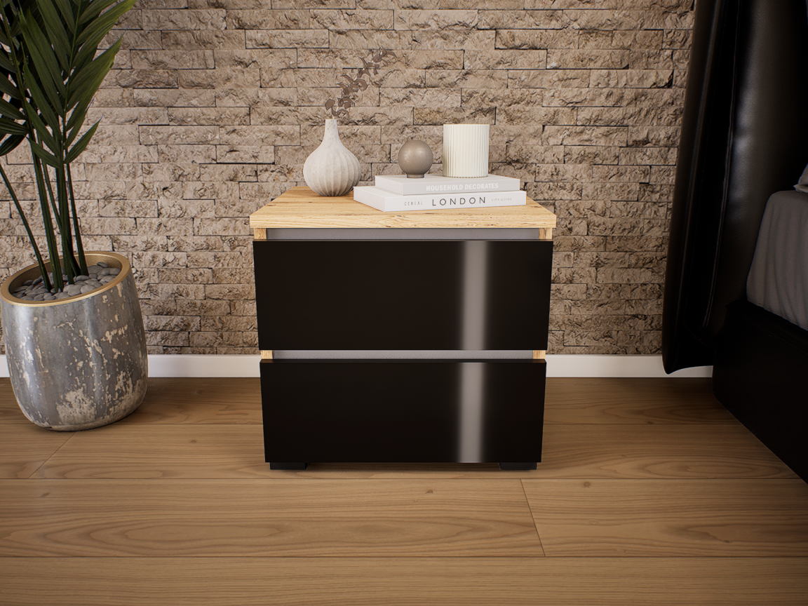 Somnia Éjjeliszekrény (Artisan-Magasfényű Fekete) modern