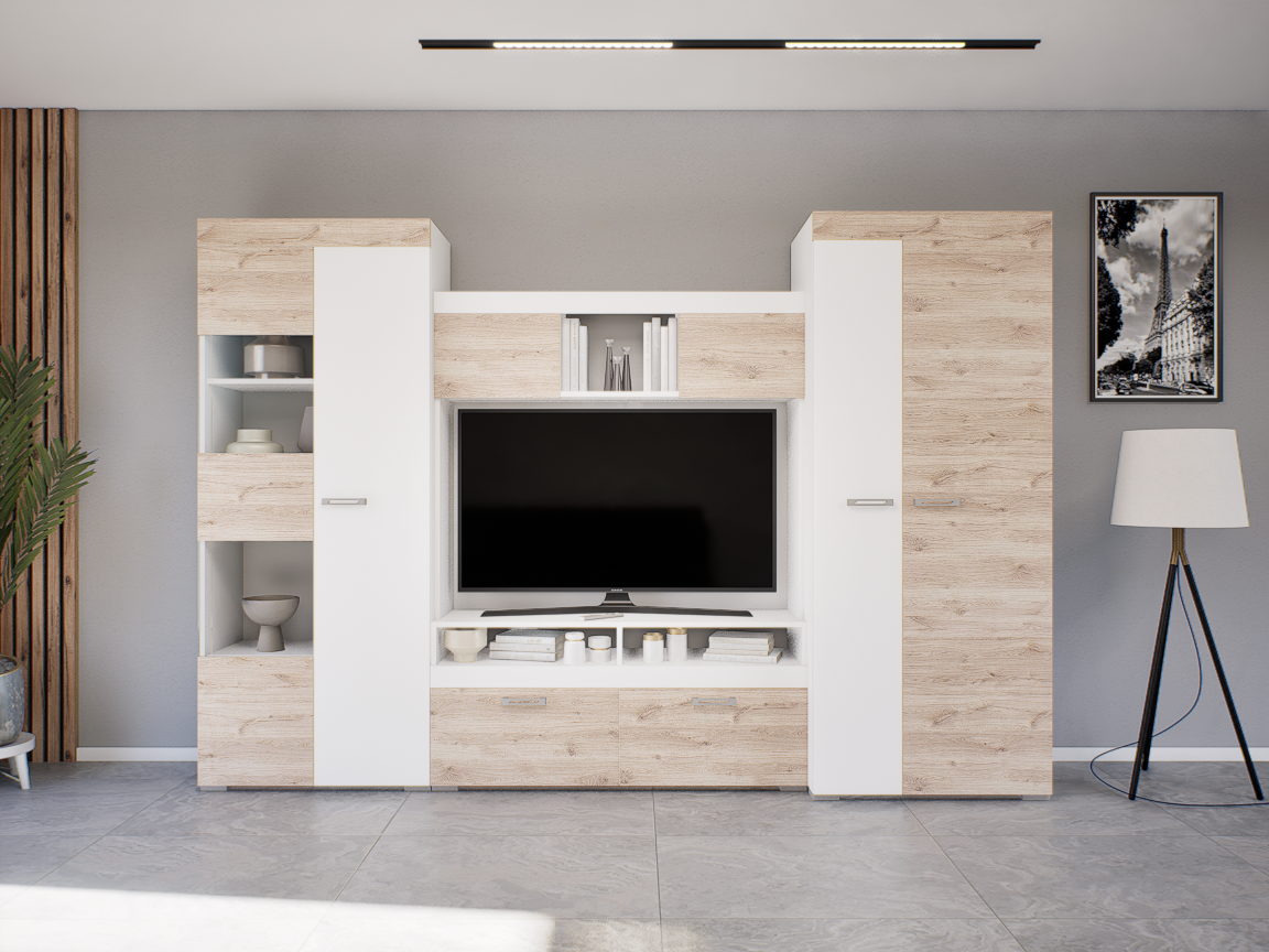 Cameo szekrénysor (Fehér-Fehér Tölgy) modern