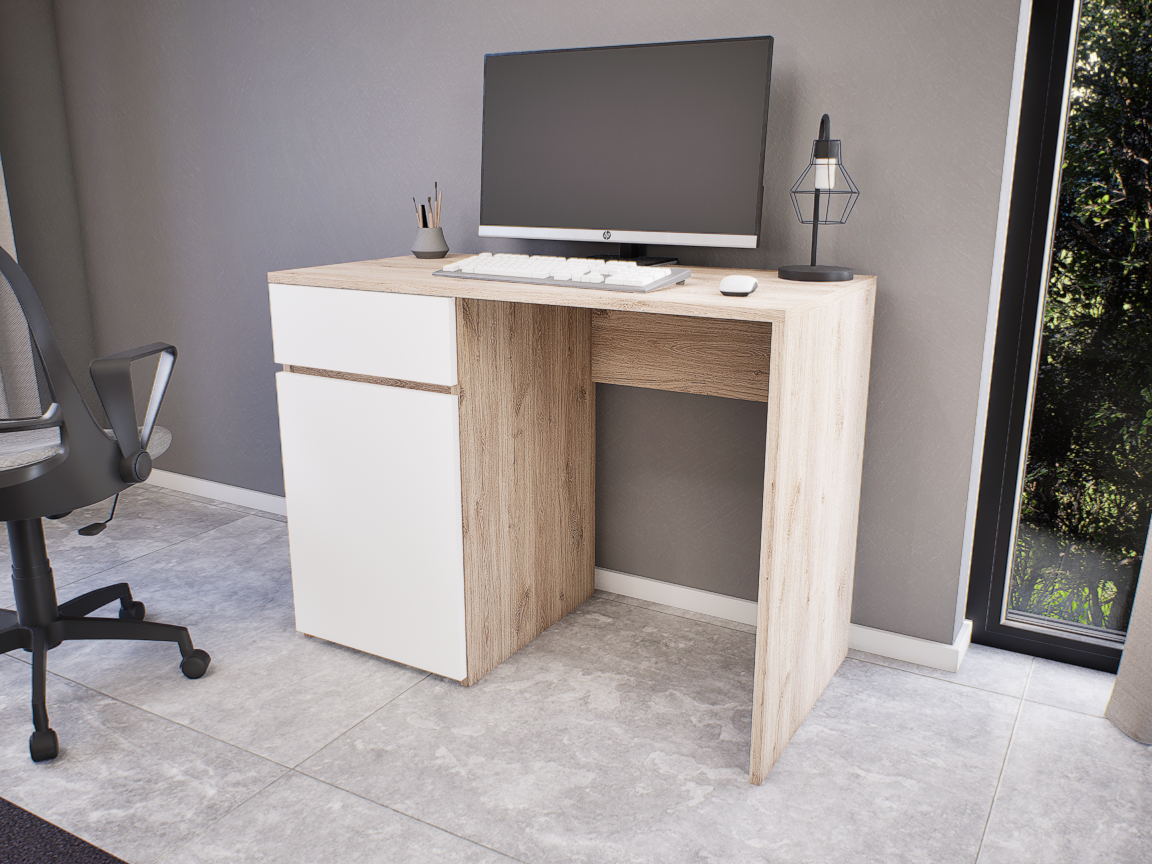 Modulo íróasztal (Fehér tölgy-Fehér) modern