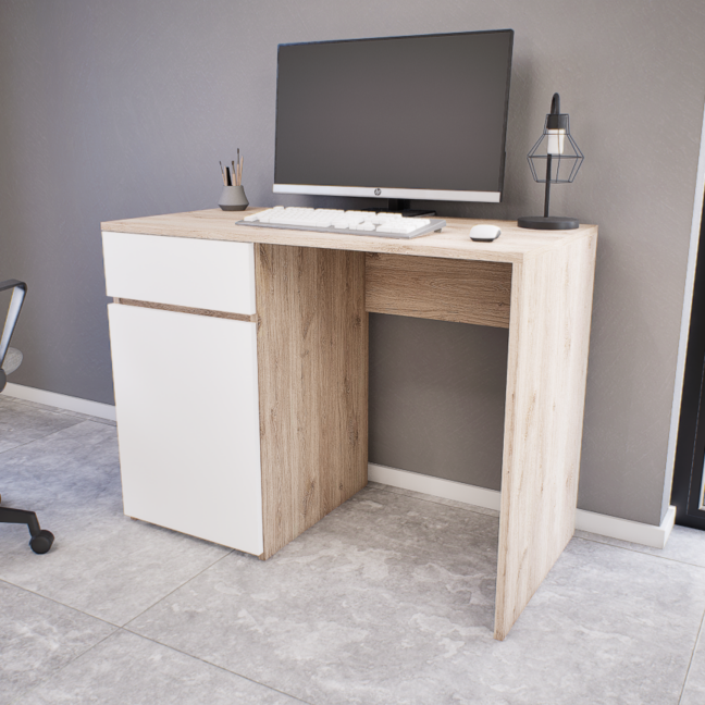 Modulo íróasztal (Fehér tölgy-Fehér) modern