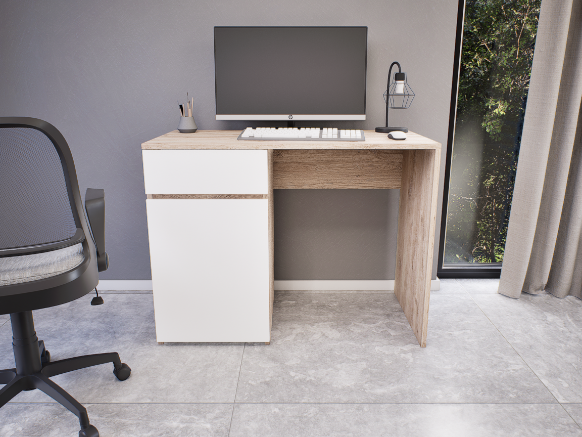 Modulo íróasztal (Fehér tölgy-Fehér) modern