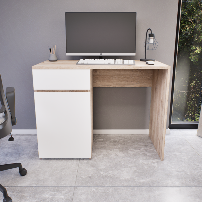 Modulo íróasztal (Fehér tölgy-Fehér) modern