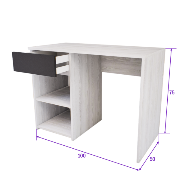 Modulo íróasztal (Hófehér kőris-Antracit) modern