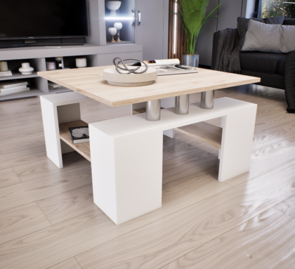 Tavolo Dohányzóasztal (Fehér-Fehér tölgy) modern