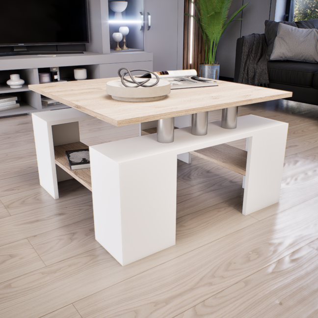 Tavolo Dohányzóasztal (Fehér-Fehér tölgy) modern