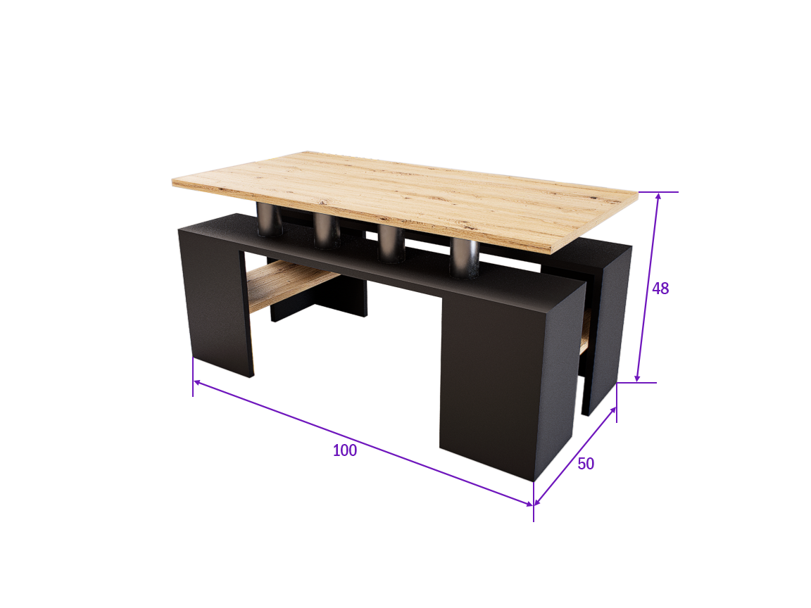 Cubara Dohányzóasztal (Antracit-Artisan) modern
