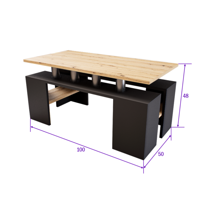 Cubara Dohányzóasztal (Antracit-Artisan) modern