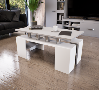 Cubara Dohányzóasztal (Fehér-Láva szürke) modern