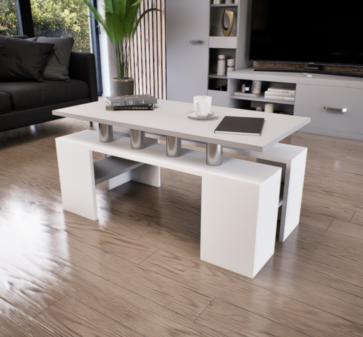 Cubara Dohányzóasztal (Fehér-Láva szürke) modern