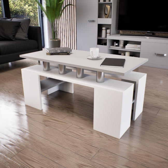 Cubara Dohányzóasztal (Fehér-Láva szürke) modern