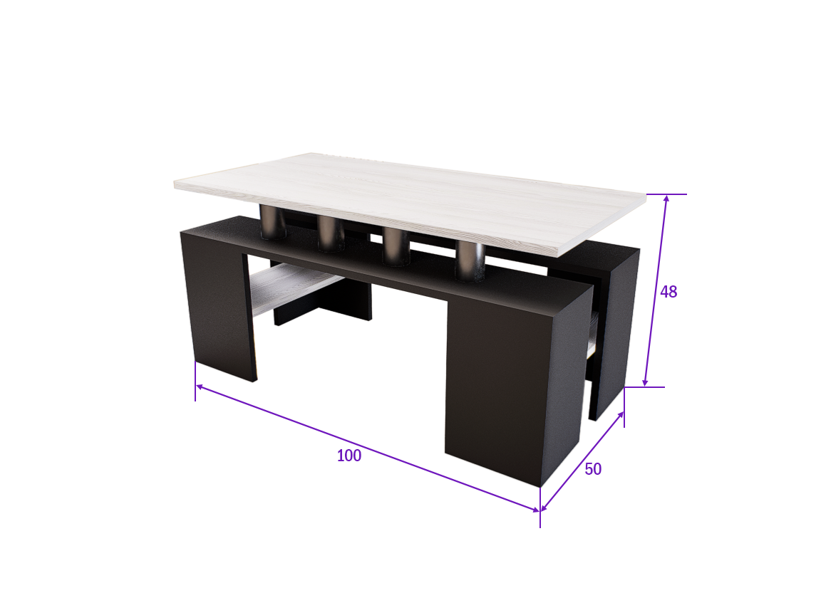 Cubara Dohányzóasztal (Antracit-Hófehér kőris) modern