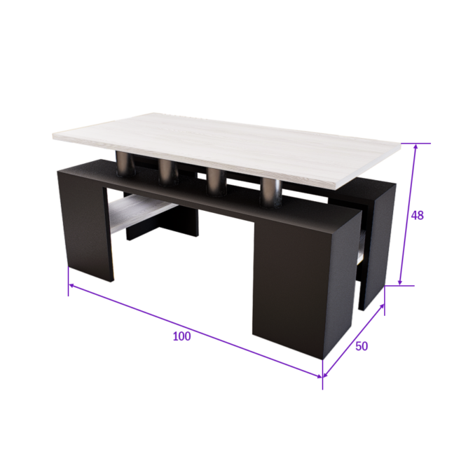 Cubara Dohányzóasztal (Antracit-Hófehér kőris) modern