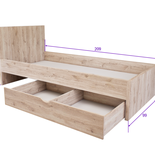 Sorello Ágykeret 90 cm (Fehér tölgy) modern