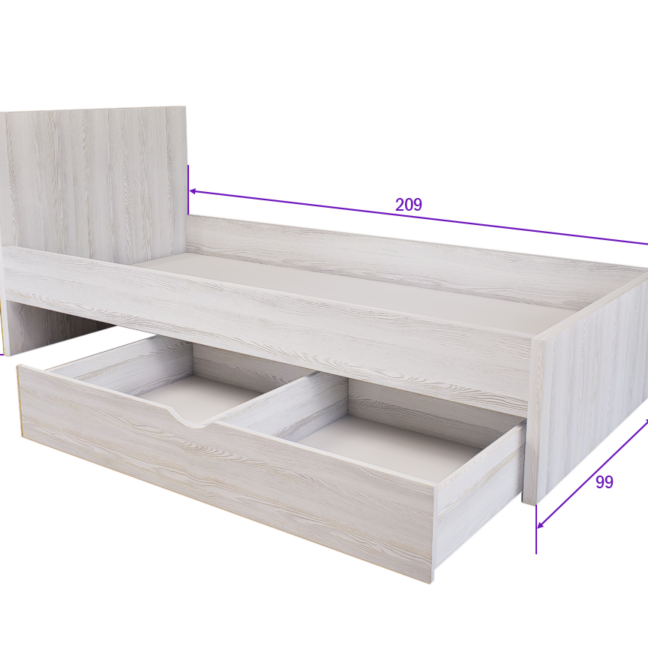 Sorello Ágykeret 90 cm (Hófehér kőris) modern