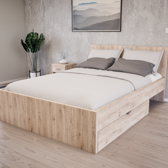 Sorello Ágykeret 140 cm (Fehér tölgy) modern