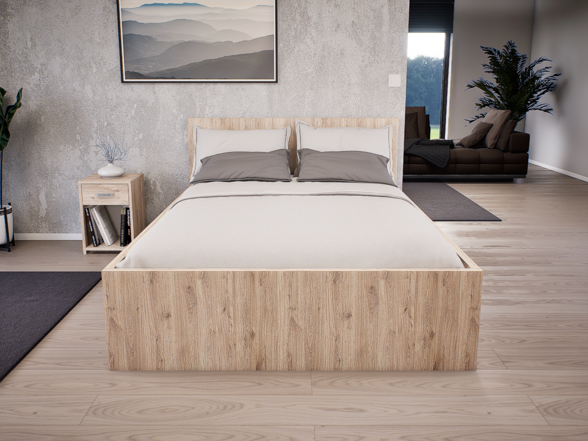 Sorello Ágykeret 140 cm (Fehér tölgy) modern