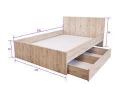 Sorello Ágykeret 140 cm (Fehér tölgy) modern