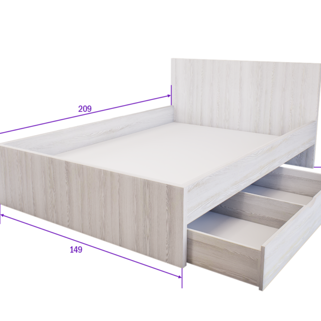 Sorello Ágykeret 140 cm (Hófehér kőris) modern