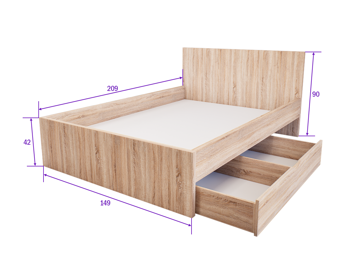 Sorello Ágykeret 140 cm (Sonoma) modern