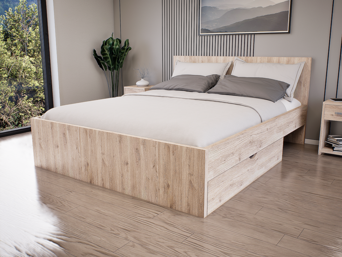 Sorello Ágykeret 160 cm (Fehér tölgy) modern