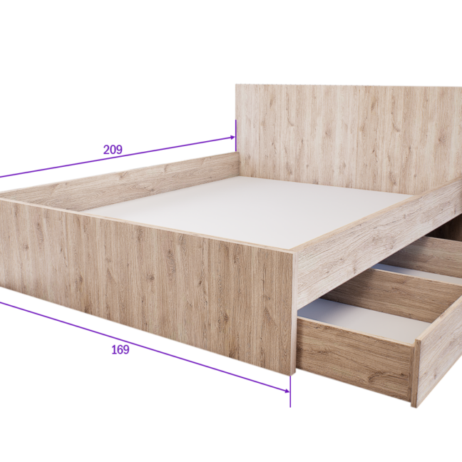 Sorello Ágykeret 160 cm (Fehér tölgy) modern