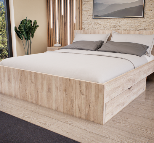 Sorello Ágykeret 180 cm (Fehér tölgy) modern