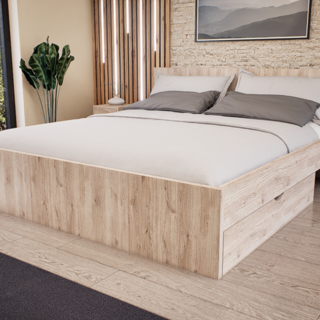 Sorello Ágykeret 180 cm (Fehér tölgy) modern