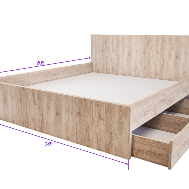 Sorello Ágykeret 180 cm (Fehér tölgy) modern
