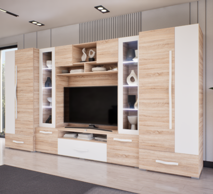 Onyx szekrénysor (Sonoma-Fehér) modern