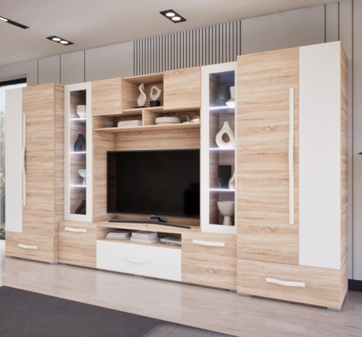 Onyx szekrénysor (Sonoma-Fehér) modern