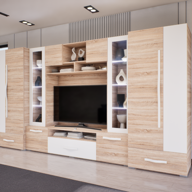 Onyx szekrénysor (Sonoma-Fehér) modern