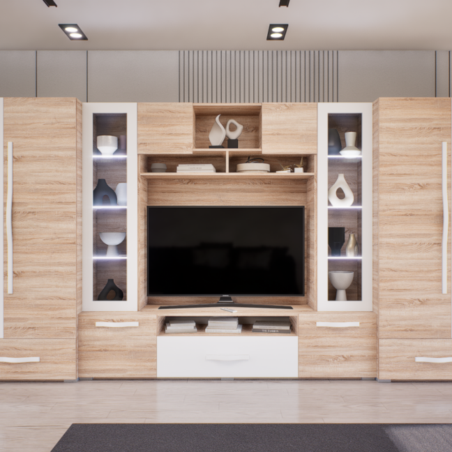 Onyx szekrénysor (Sonoma-Fehér) modern