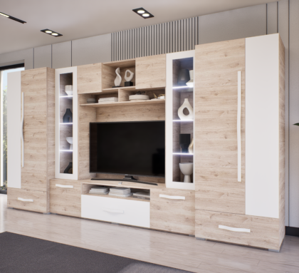 Onyx szekrénysor (Fehér Tölgy-Fehér) modern
