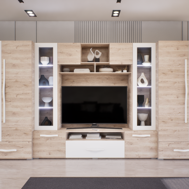 Onyx szekrénysor (Fehér Tölgy-Fehér) modern
