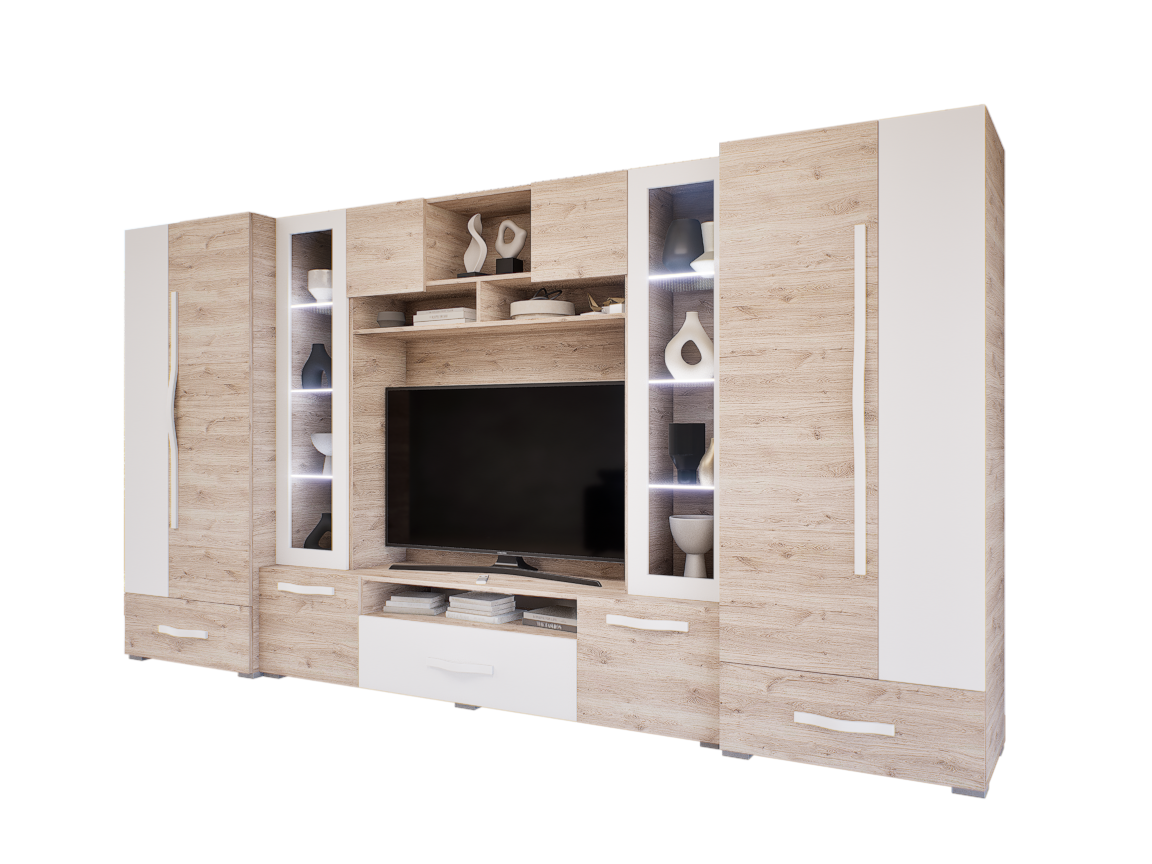 Onyx szekrénysor (Fehér Tölgy-Fehér) modern