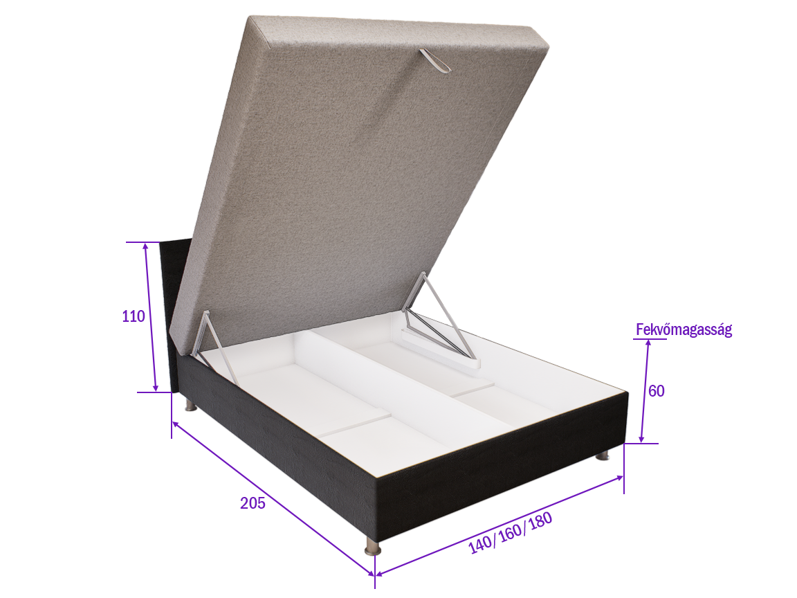 Lucera Franciaágy (Sötétszürke-Világosszürke) modern