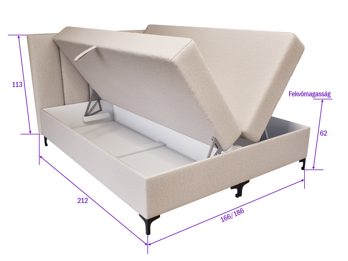 Regalio Boxspring Franciaágy (Világosbarna) modern