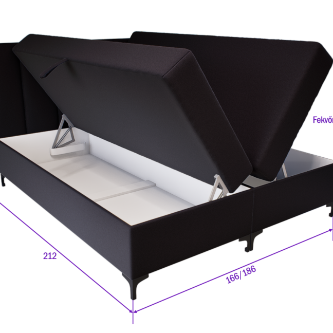 Regalio Boxspring Franciaágy (Fekete) modern
