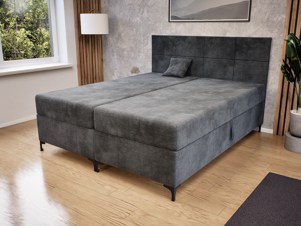 Verano Boxspring Franciaágy (Sötétszürke) modern