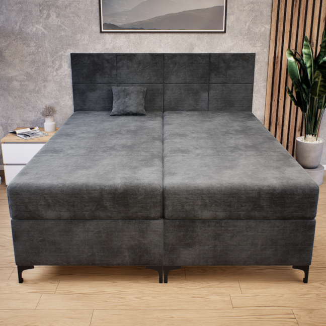 Verano Boxspring Franciaágy (Sötétszürke) modern