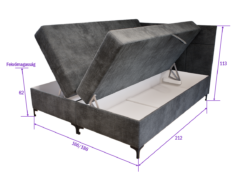 Verano Boxspring Franciaágy (Sötétszürke) modern
