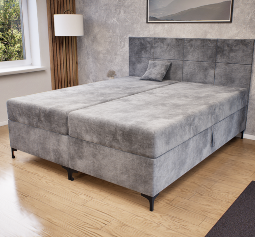 Verano Boxspring Franciaágy (Világosszürke) modern