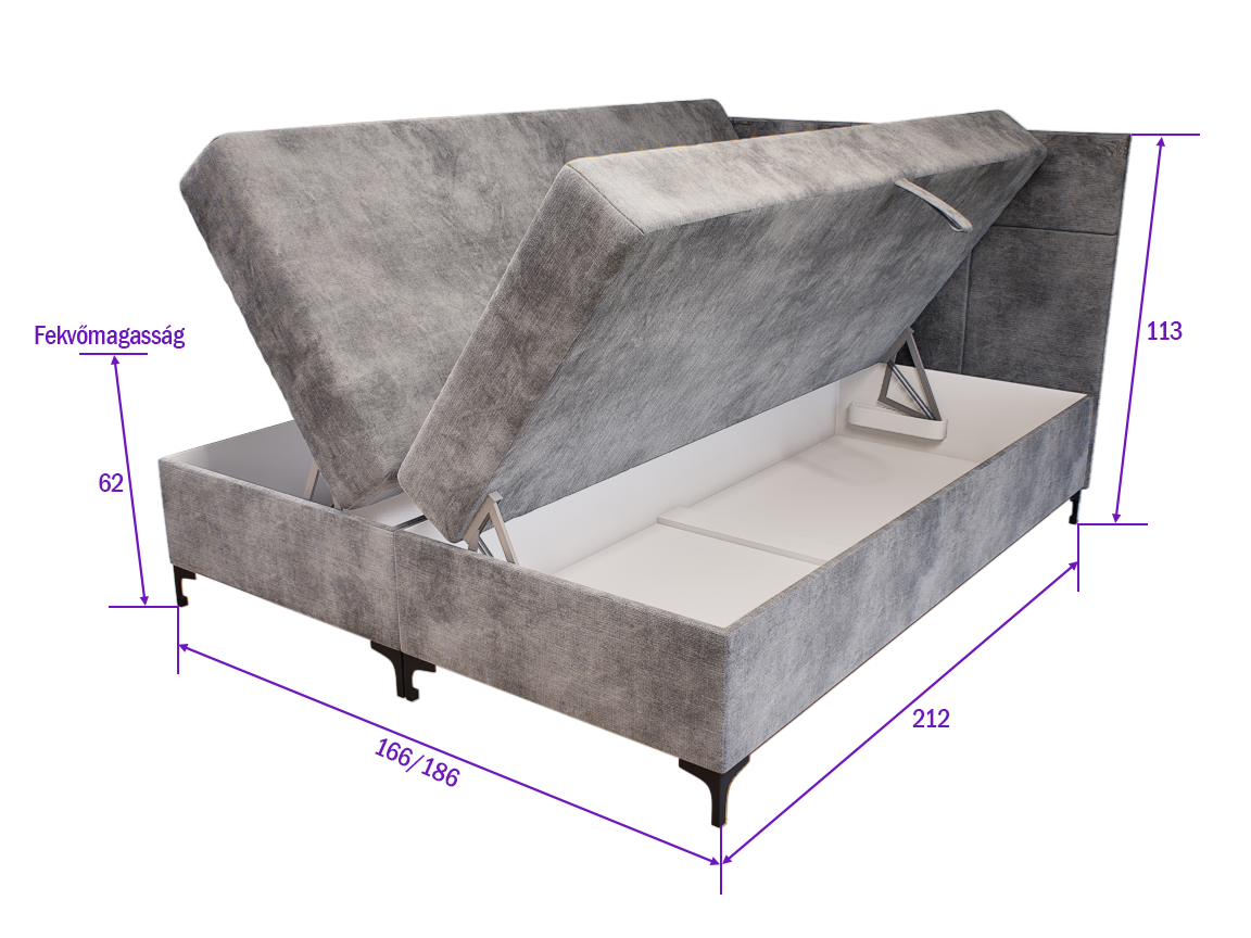 Verano Boxspring Franciaágy (Világosszürke) modern