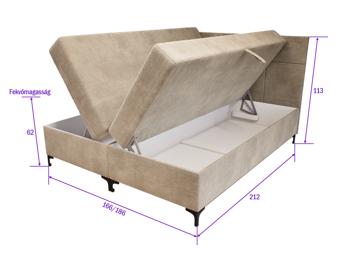 Verano Boxspring Franciaágy (Barna) modern