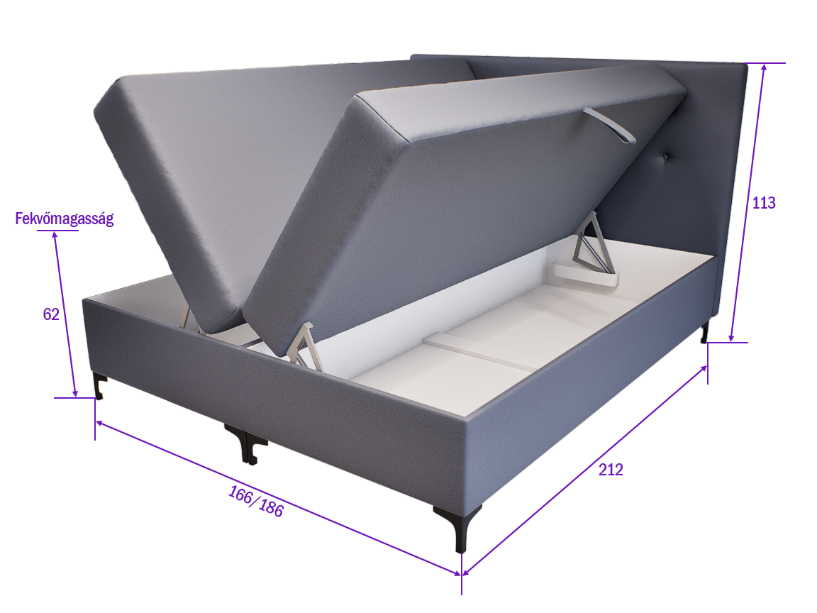 Altivo Boxspring Franciaágy (Sötétszürke) modern