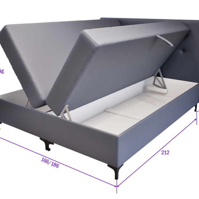 Altivo Boxspring Franciaágy (Sötétszürke) modern